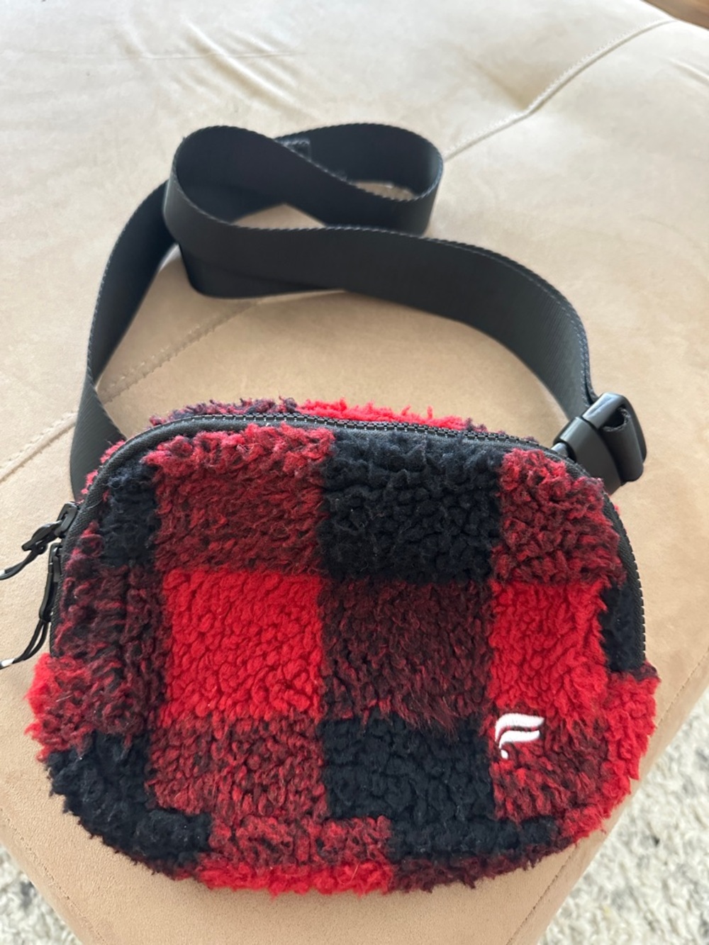 Fabletics Red & Black Sherpa Crossbody Pouch
